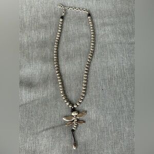 UNO de 50 Silver Beaded Necklace with Dragonfly Charm